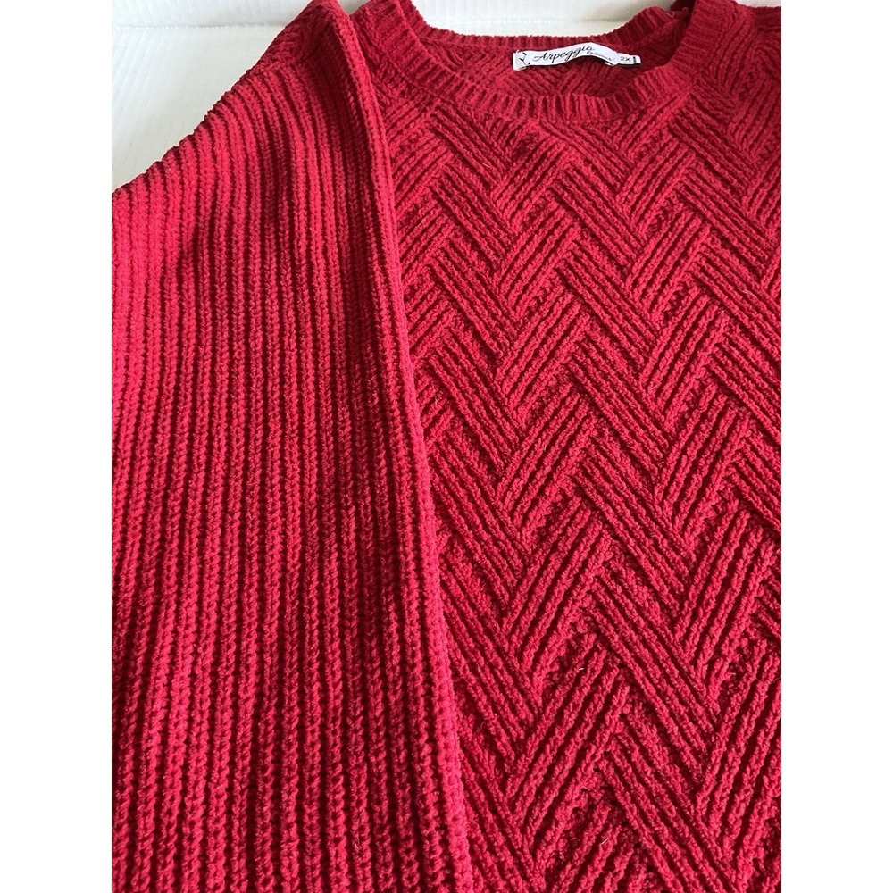 Arpeggio Sweater Womens Size 2X heavy cable fall preppy Casual Stretch
